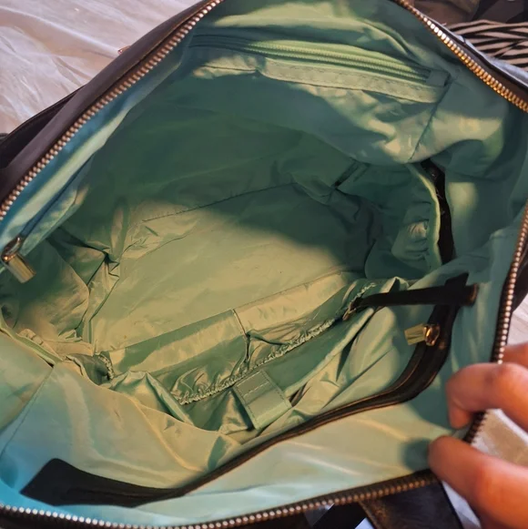 Mominside Black Leather Baby Diaper Bag Backpack, 14 Pockets & Changing Pad - Picture 12 of 16